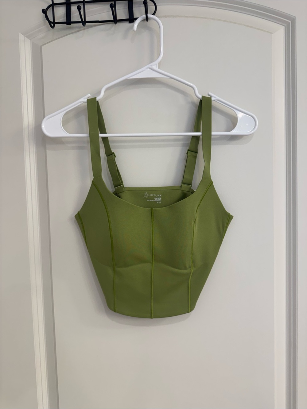 OFFLINE By Aerie Real Me Hold Up! Corset Sports Bra in Olive Green